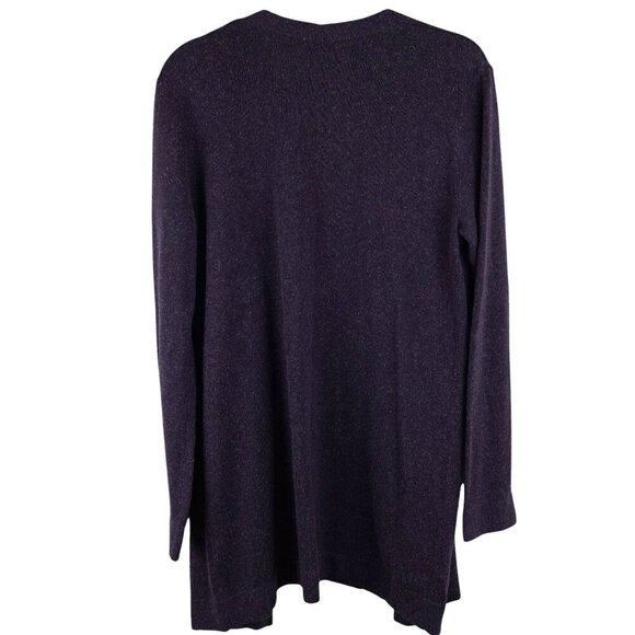 J. Jill Size S Heathered Purple Silk Cotton Cardigan Pockets - Picture 5 of 7